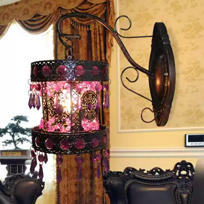Fluorescent purple cold temperament antique wall lamp American country bedside mirror headlight corridor aisle bedroom living room lamp
