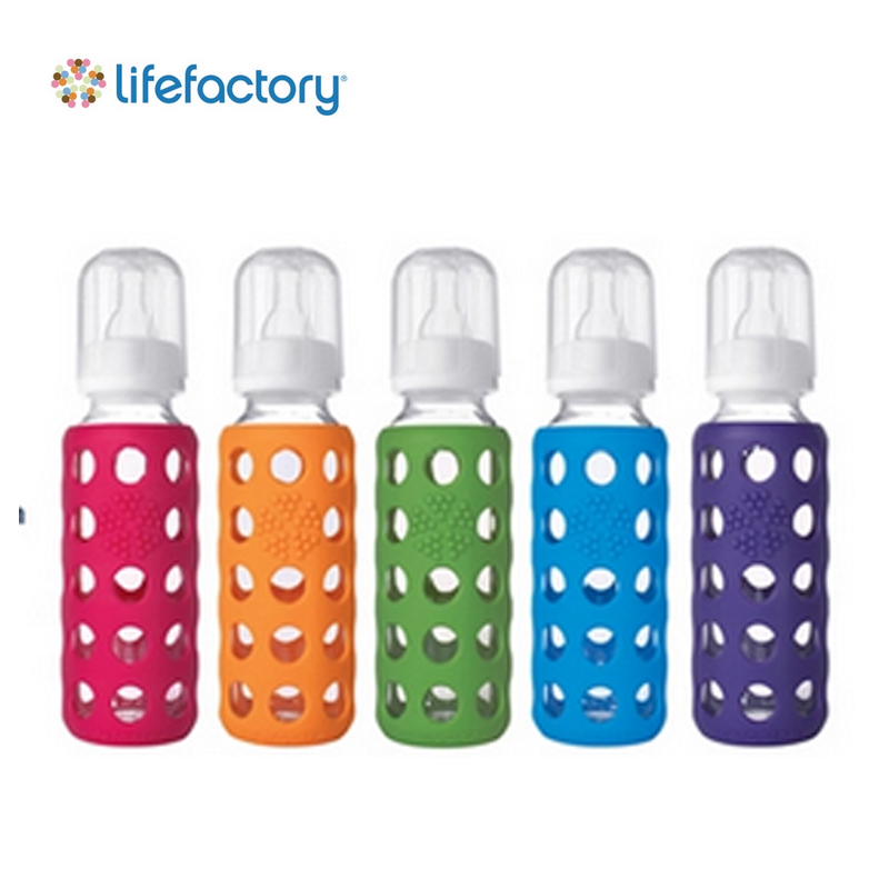 Lifefactory美国标准口径婴儿玻璃奶瓶 防滑抗摔250ml