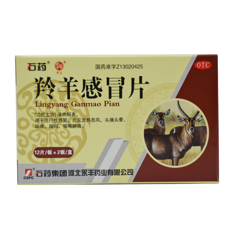 石药 羚羊感冒片 24片 流行性感冒 发热头痛 咳嗽 胸闷 咽痛Q