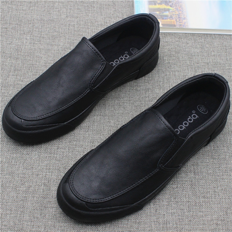 New low helps a foot pedal casual male leather shoes fall brief about 100 hitch set foot men's shoes black business working shoes-Taobao