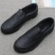 New style low-top slip-on casual men's leather shoes autumn simple all-match men's shoes black business work shoes