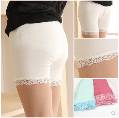 2022 Korean version of the girl's safety bottoming three-point pants comfortable modal lace lace anti-glare children's underwear