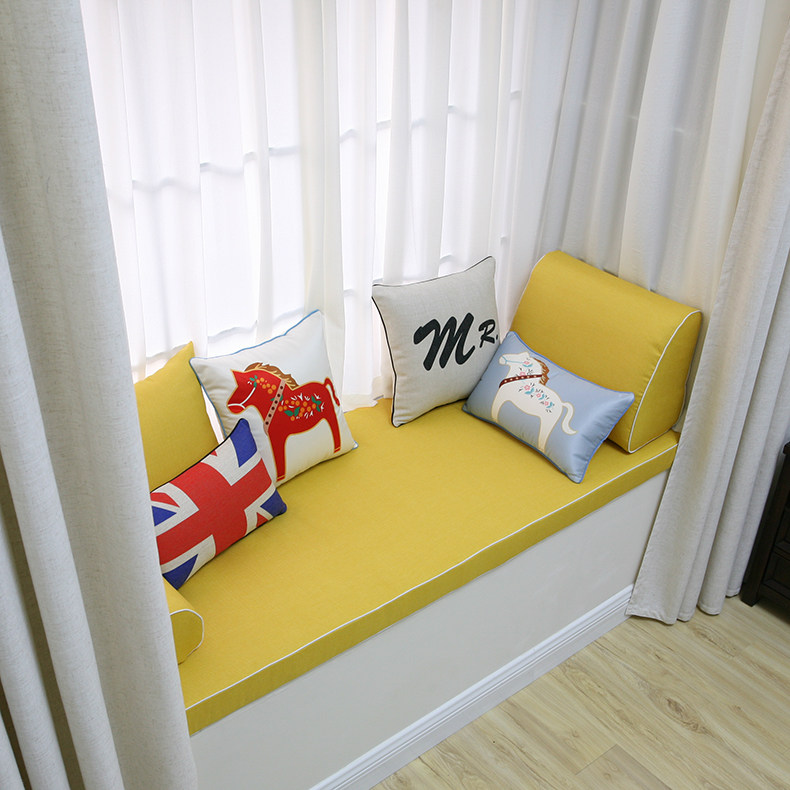 Customized wheat yellow style Nordic style tatami change shoe stool mat for children's bedroom window mat