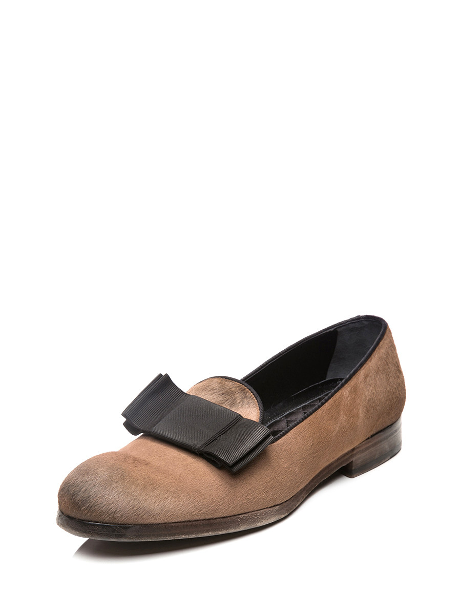 Dolce&Gabbana 驼色做旧款蝴蝶结便鞋