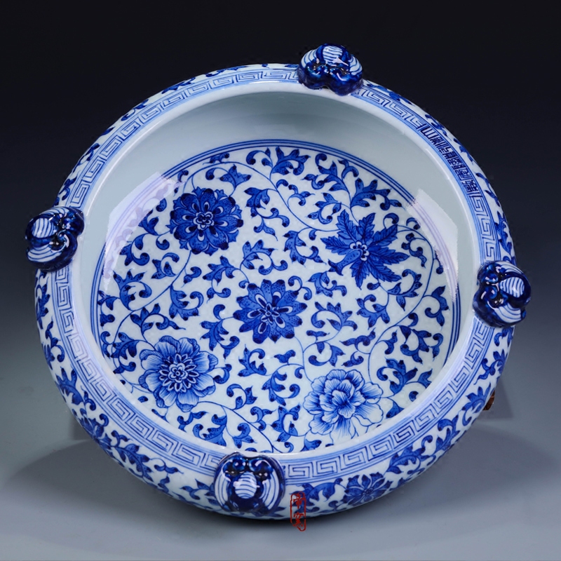 Jingdezhen ceramics furnishing articles sitting room decorate gifts antique hand - made of blue and white porcelain vase XiCha writing brush washer water washing