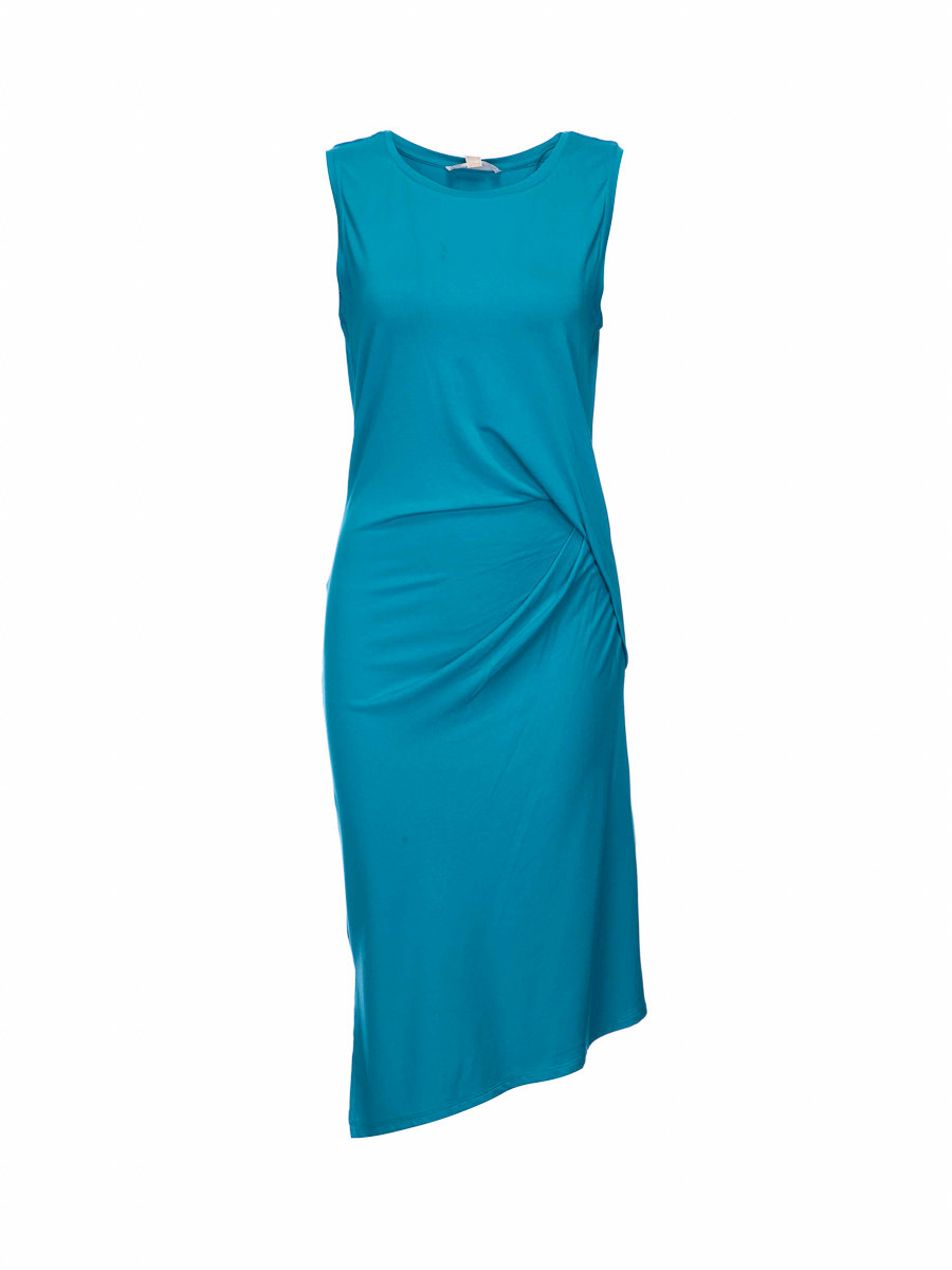 MICHAEL Michael Kors 瓦蓝色褶裥设计开衩连衣裙