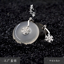 Swallow home 925 sterling silver clip buckle pendant buckle Silver buckle Large jade amber beeswax safety buckle pendant silver buckle head