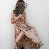 Платье, пляжная длинная юбка, Aliexpress, европейский стиль, в цветочек