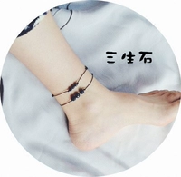 [Cá nhỏ thủy tinh] Đá Sansheng Đá nhỏ tươi và đáng yêu mặt nhỏ bằng đá xanh vòng chân vòng tay người yêu bạn gái mùa hè lắc chân nữ hàn quốc