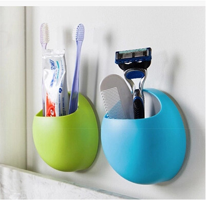 Fashion powerful suction cup toothpaste toothbrush holder Multi-function powder room bathroom shelf Sundries department store storage box