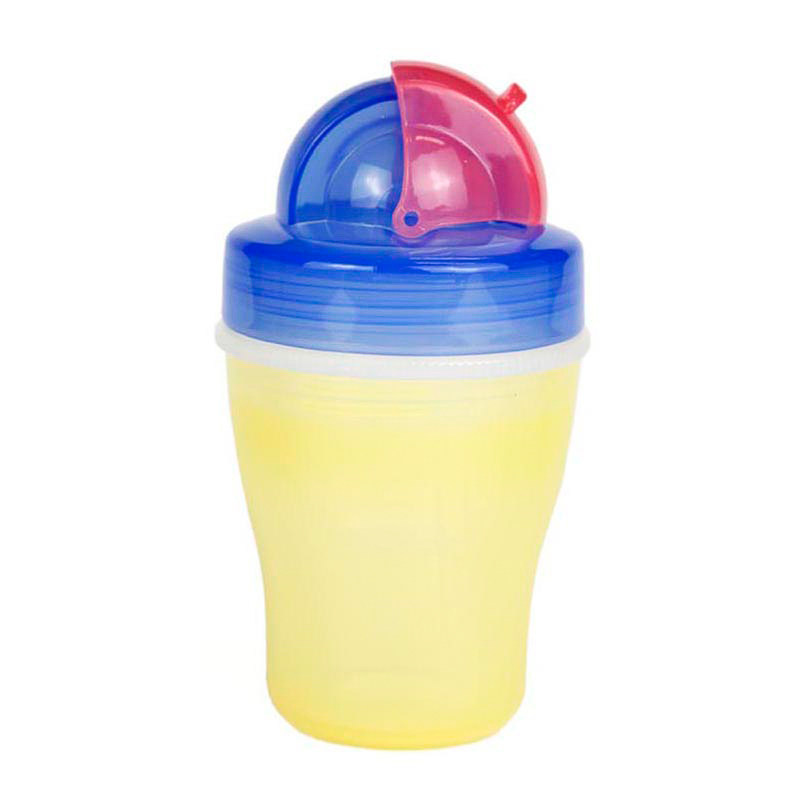 乐友孕婴童喝水杯贝亲双层保温吸管杯宝宝饮水杯学饮杯黄蓝180ml