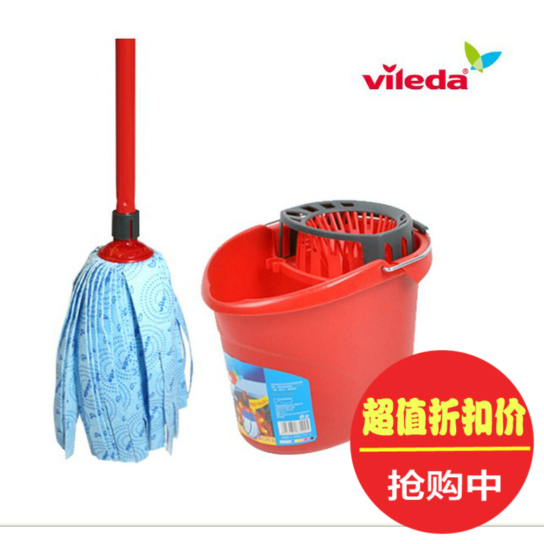 微力达水拖把+高效能水桶拖把桶挤水桶墩布拖把蓝拖把无纺布拖把