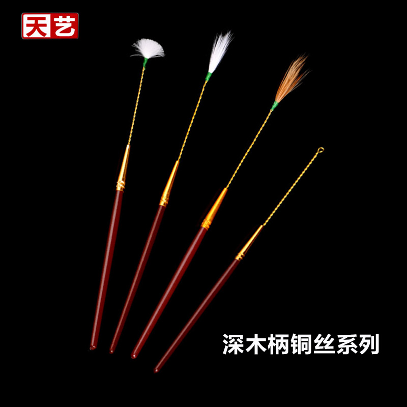 天艺采耳用深木柄铜丝鹅毛棒鸡毛棒白鹤毛棒软环掏耳勺工具毛毛