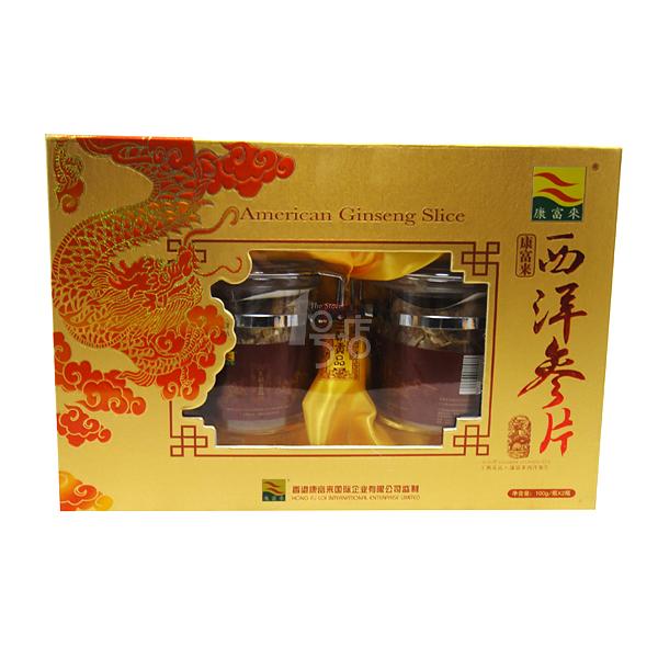 康富来西洋参片100克装*2瓶 一号店 瓶装西洋参片 西洋参片1号店