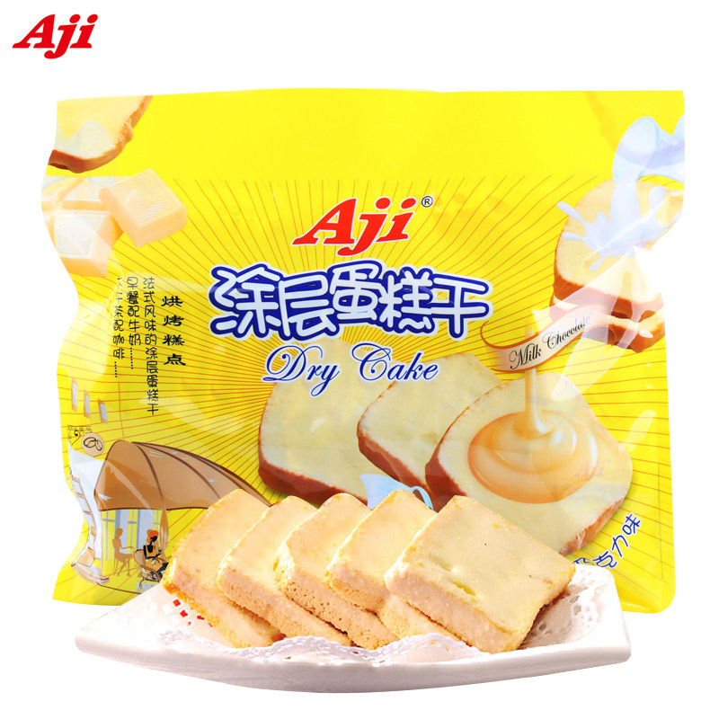 【天猫超市】AJI涂层蛋糕干 牛奶巧克力味300g早餐饼干休闲零食$