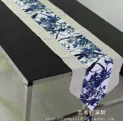 Chinese Classical Green Flower Table Flag Cotton Linen Collab Chinese Wind Tea Table Flag Tea Mat Bed Tail Towels