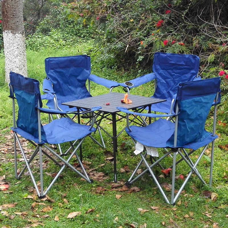 Light Fitting Row Outdoor Portable Folding Table And Chairs Barbecue Self Driving Camping Table And Chairs Suit A Table Four Chairs Combination