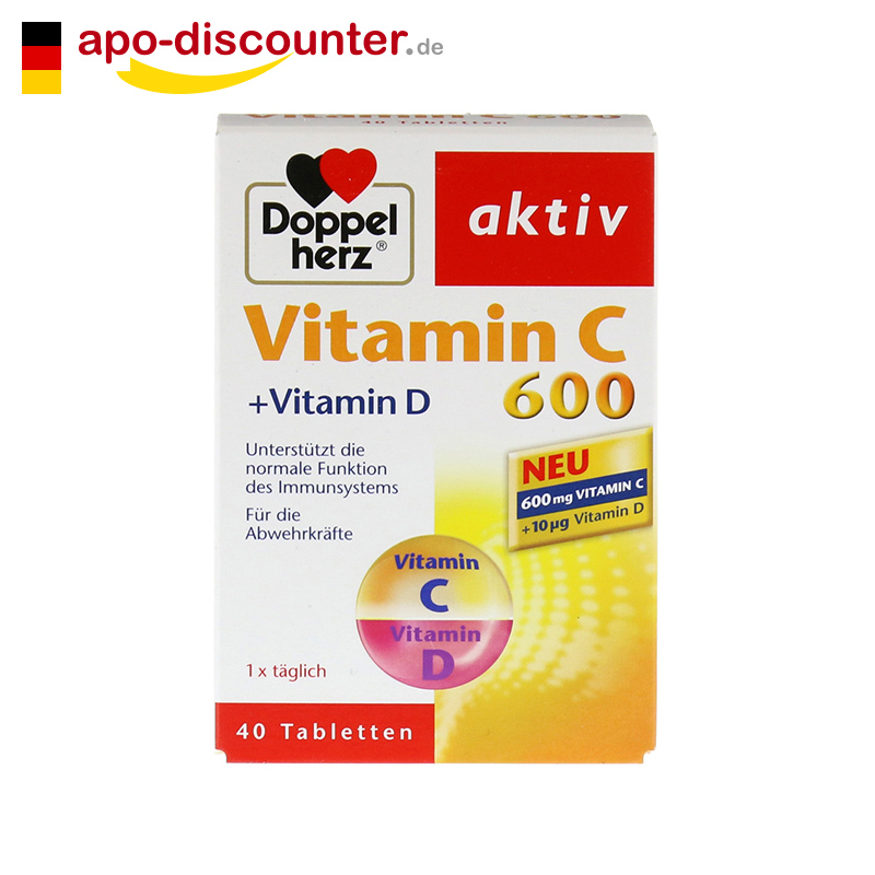 双心Doppelherz 维生素C600mg+VD补充 40片 美白养颜 德国直邮