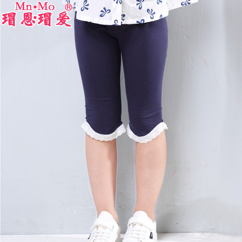 瑁恩瑁爱女童七分裤夏2016夏季新款儿童中大童纯色休闲裤子打底裤