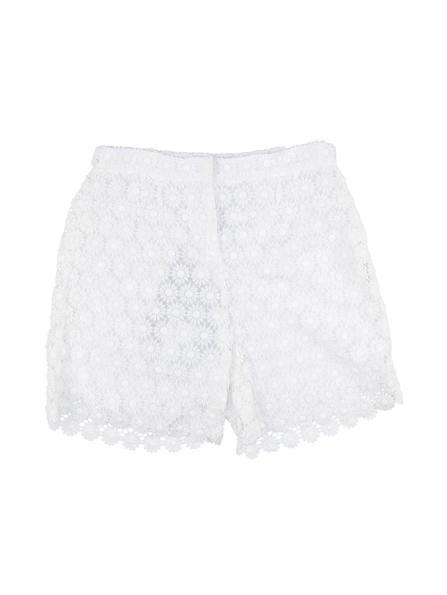 Dolce&Gabbana 白色蕾丝钩花短裤