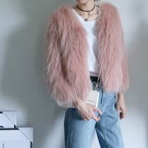  Raccoon wool woven fur coat womens short European station 2021 autumn and winter new white wool coat thin