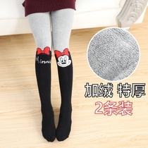 Plus velvet thickened 3 autumn and winter girls leggings cotton 3 childrens pantyhose 8 long socks baby 7-9 years old