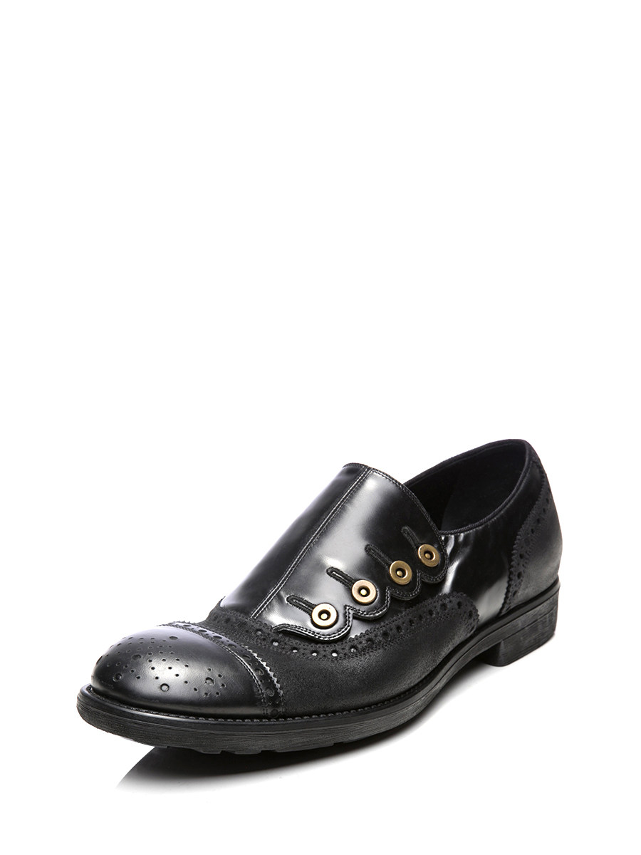 Dolce&Gabbana 黑色纽扣装饰冲孔花纹休闲鞋