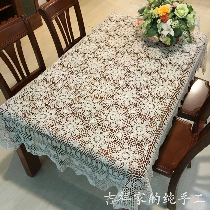 Pure hand crochet needle hollowed-out table cloth pure cotton table Bouo style idylgarb table tea table Gaib shooting background cloth