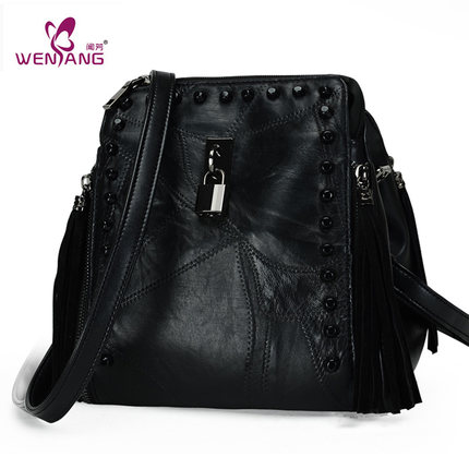 闻芳2015秋冬新款羊皮双肩包韩版潮真皮女包