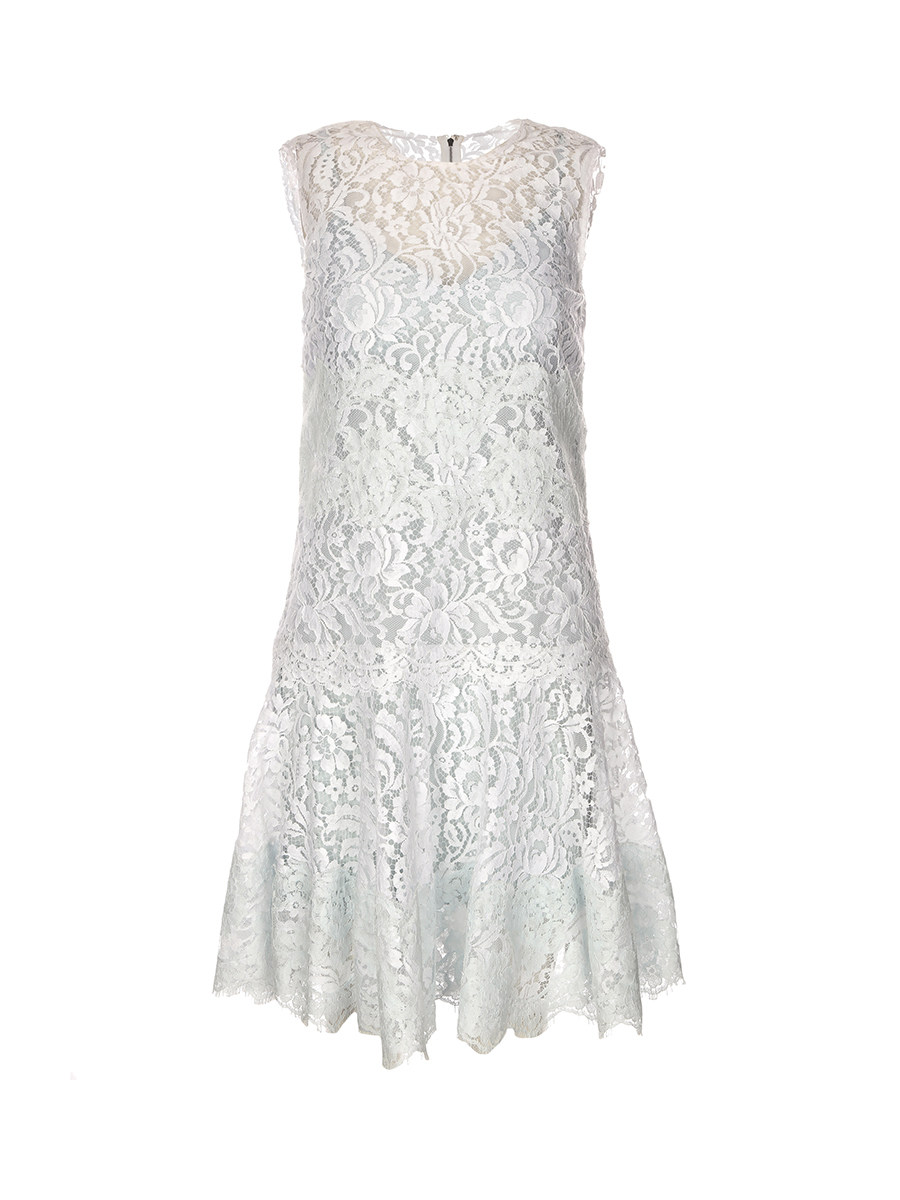 Dolce&Gabbana 白色镂空蕾丝无袖连衣裙
