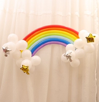 Rainbow balloon childrens birthday party balloon decoration Baby year-old hundred weather ball decoration scene decoration