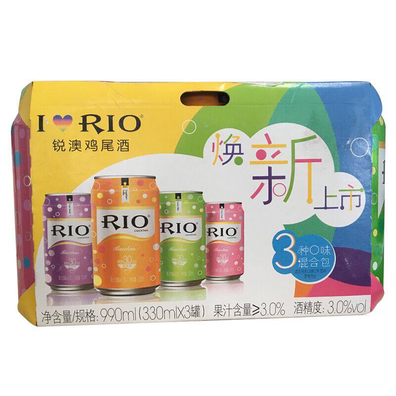 【天猫超市】RIO(锐澳) 水果味鸡尾酒混合口味330ml*3罐/组