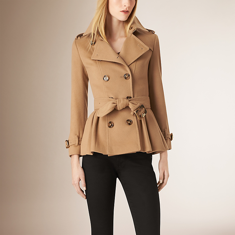 BURBERRY/博柏利可拆式皮草装饰裙式羊毛外套 39901391