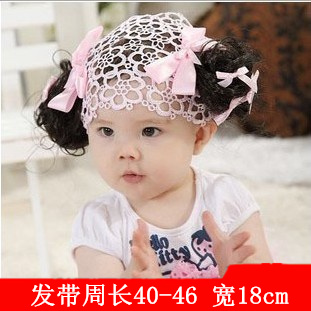 包邮女童假发带宝宝大红透气婴儿百天周岁照夏秋韩国百搭刘海发饰