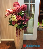 High-end floor-to-ceiling large vase simulation flower arrangement set living room sales department model room European-style modern decoration ornaments