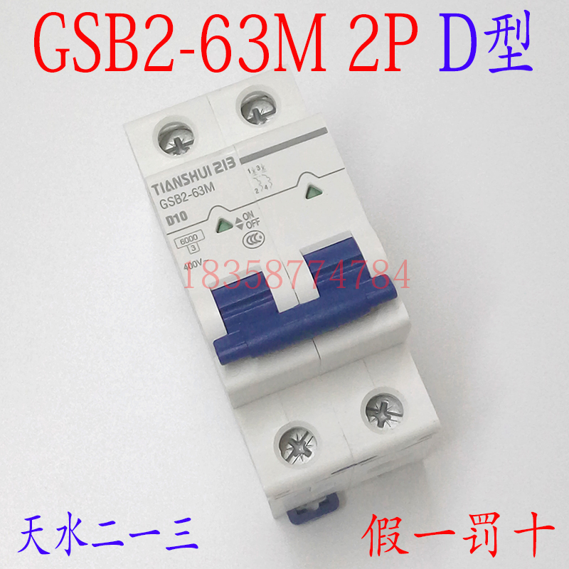 Original GSB2-63M 2P Tianshui 213 miniature circuit breaker D1-6A 10-32A 40-63A