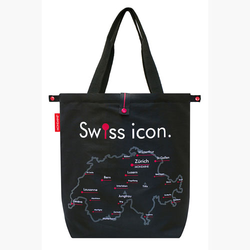 台湾官网直邮进口MONDAINE 瑞士国铁摺迭包-瑞士地图 (黑色)