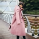 Mùa thu và mùa đông mới áo khoác cashmere màu hồng nam dài qua đầu gối Phiên bản Hàn Quốc của áo khoác len đôi ngực nam áo khoác da nam Áo len