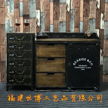 Industrial Style Sideboard, Spice Rack, Solid Wood Food Preparation Table, Wrought Iron Storage Cabinet, Tea Cabinet, Drawer Cabinet, Restaurant Food Preparation Cabinet