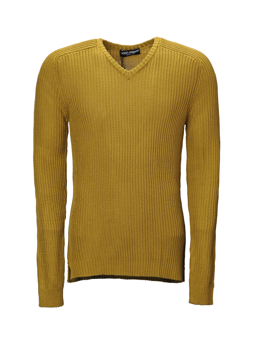 Dolce&Gabbana 姜黄色V领长袖针织衫