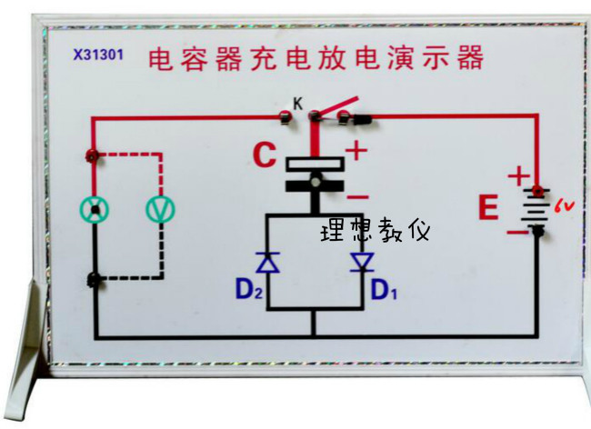 Capacitor charging and discharging demonstrator, physics teaching equipment, experimental equipment, teaching aids