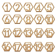 1-40 Table number wooden wedding supplies hexagonal hollow digital seats ornaments restaurant decoration table plate number