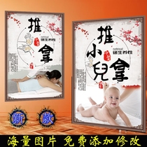 TCM Pediatric Pushback Publicity Posters Advertising Notes WALL BODY ACUPOINT FIGURE MASSAGE FOR HOME PAINTING BABY