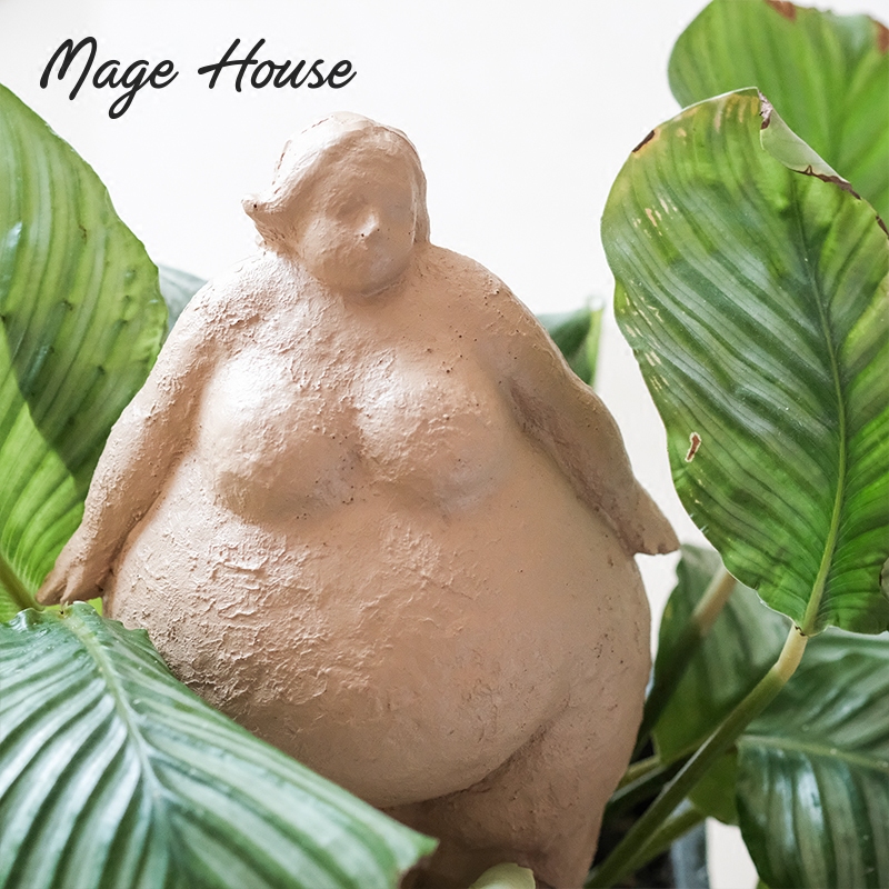 Painted pottery clay plaster ins style engraved sculpture idol creative decoration photo props Nordic abstract cute