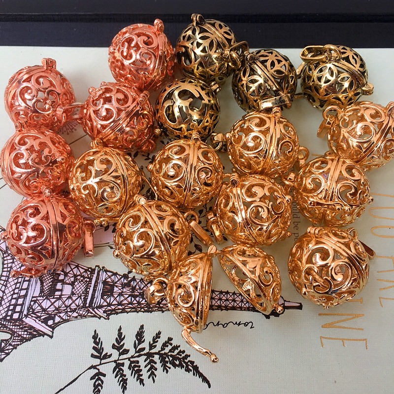 Retro Hollow Ball Bell Pendant Can Open Palace Bell Sachet Ball Pendant Bracelet Necklace Accessories Tanabata Gift