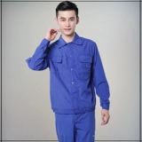 Лето Тонкие длинные и короткие рукава для мужчин и женщин мыть хлопковые темно-синяя рабочая одежда.