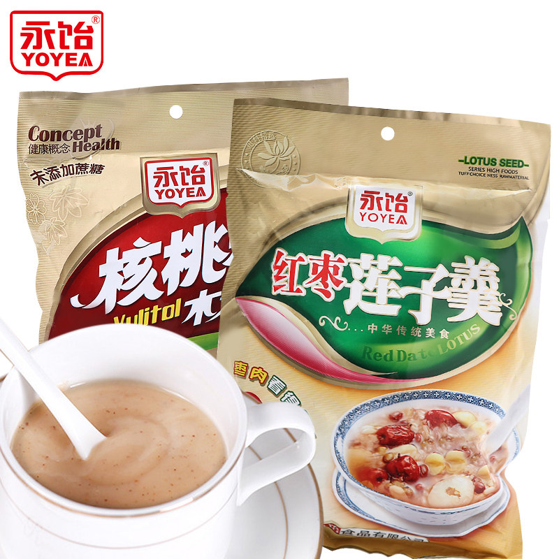 【天猫超市】永饴 木糖醇核桃粉360g+红枣莲子羹360g休闲冲饮品p#