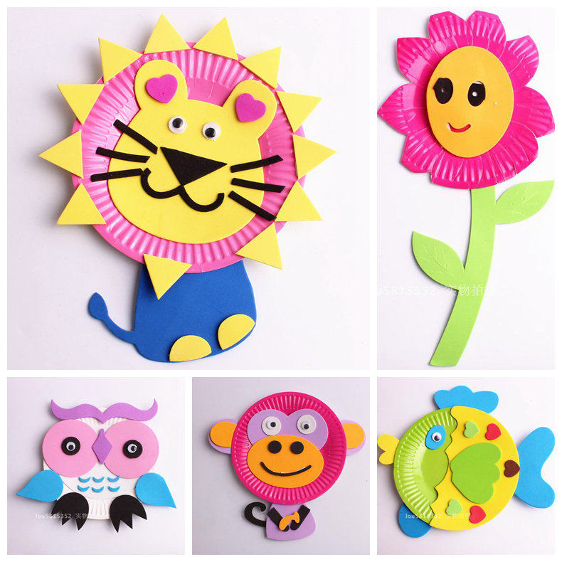 Paper Tray Material Packs Children Handmade Diy Colorful Dishes Multi-Solid Stickup Kindergarten Merau Class 