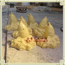 Share Sandstone Water Spray Sculpture Courtyard Decoration Water Spray Fish Head Factory Direct Sales Sandstone Relief Fountain Pool Garden