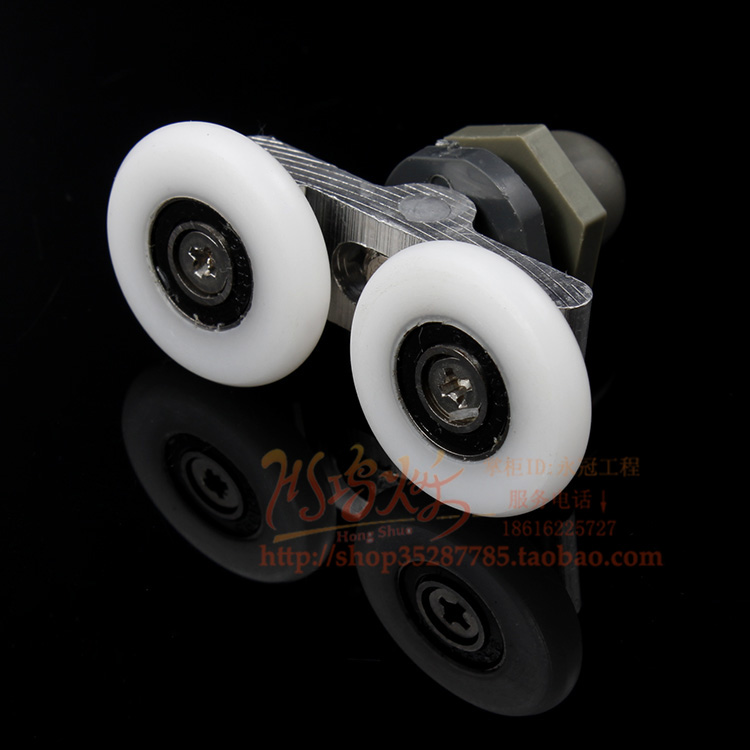 Old-fashioned bathroom glass sliding door small hanging wheel arc-shaped shower room door swing double wheel up and down pulley roller